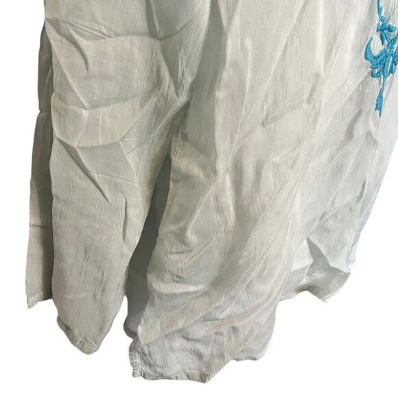 Johnny Was Womens Sheer Blue Floral Embroidered V-Neck Tunic Top Shirt Beachy M - Picture 2 of 16